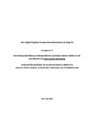 Metodología Medición Impacto Proyectos VDR